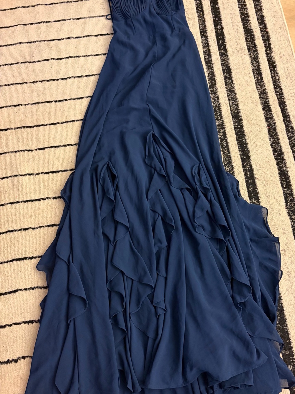 Lulu's Navy Ruffle-Detail Maxi Dress